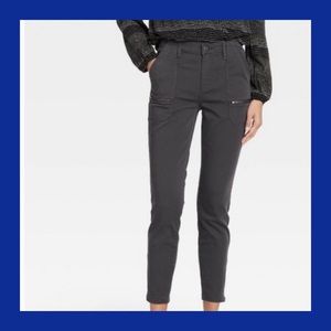 KNOX ROSE Gray Washed Black Ankle Zip Mid-Rise Ankle Length Skinny Pants 12 NWT